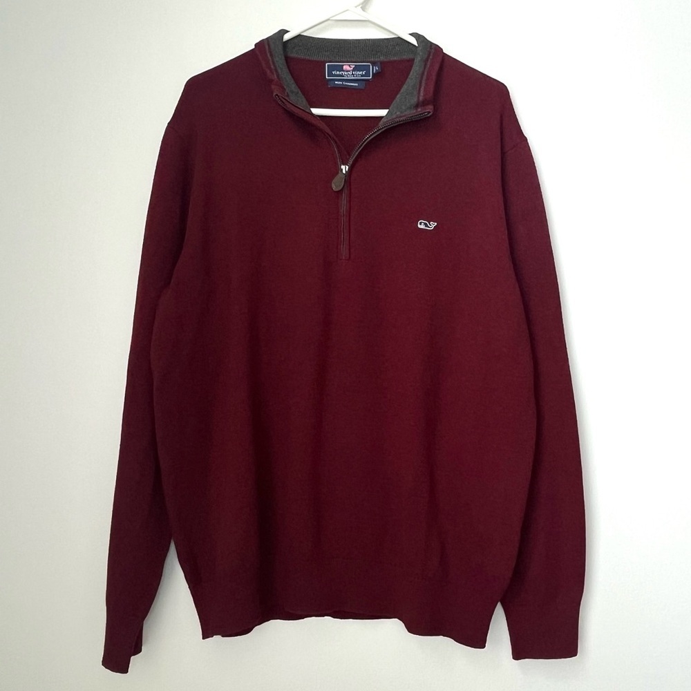 Vineyard Vines Half Zip Pullover Cashmere Cotton Sweater Mens Large Brick Red